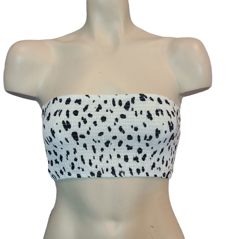 Top Shop Black & White Bandeau Top‎